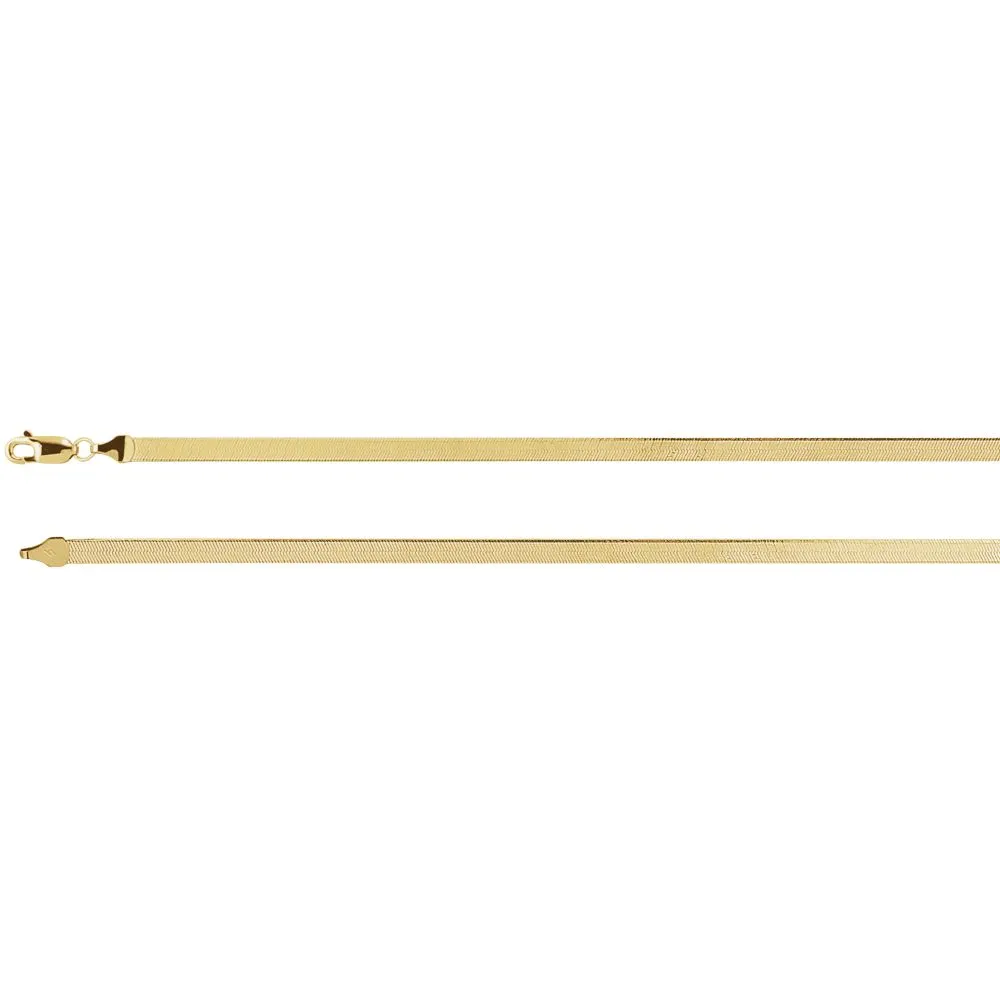 14k Yellow Gold 3.8mm Solid Flexible Herringbone 20" Chain