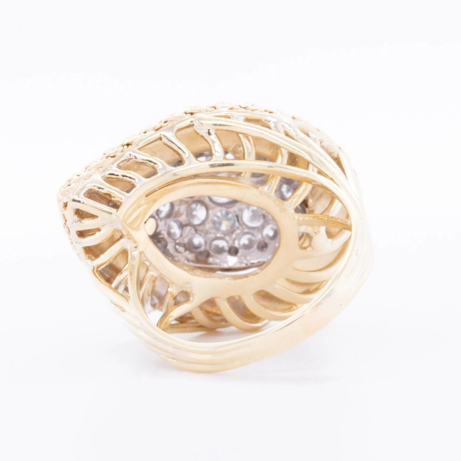 18k Yellow Gold Pave Diamond Woven Paisley Motif Ring 3.50ctw G SI1 sz 6.5