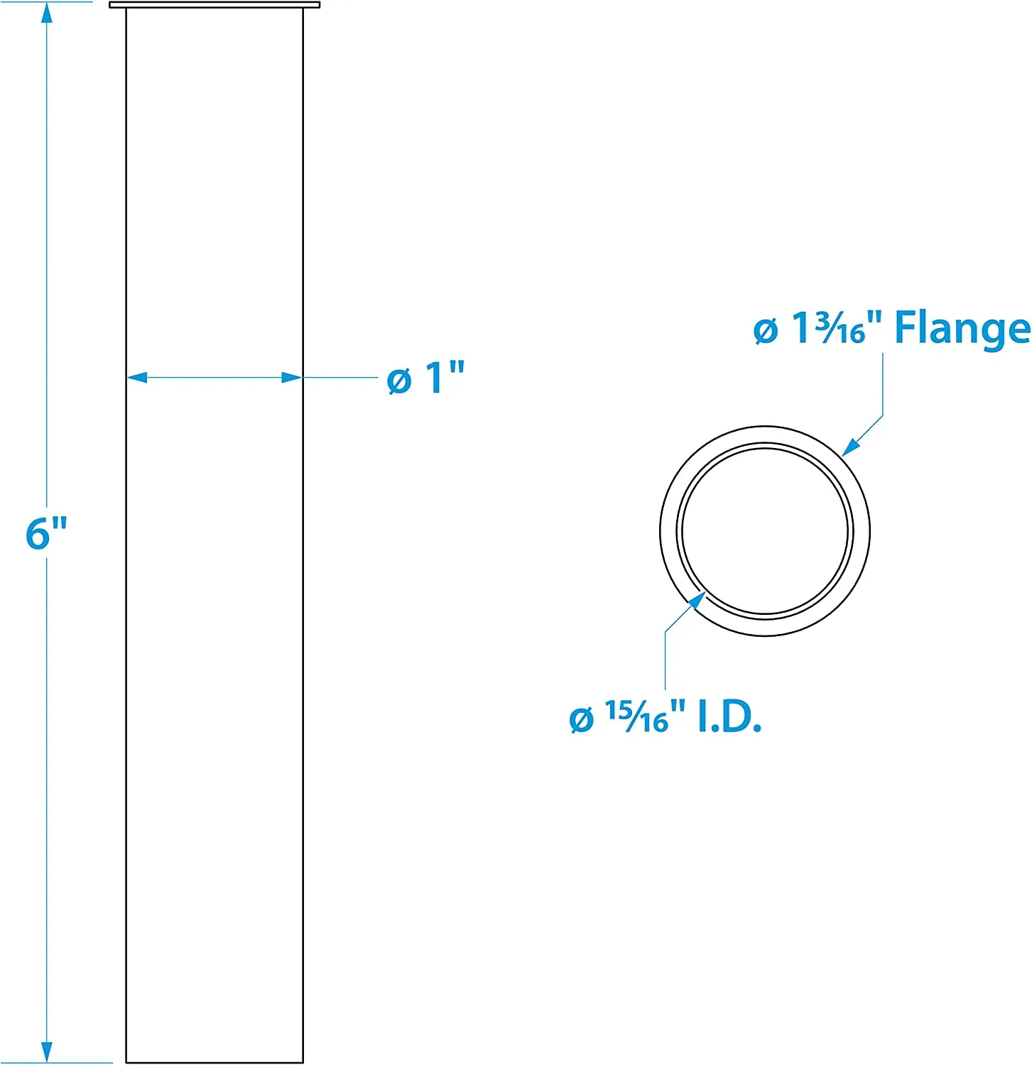19111 Seachoice 1"X6" Brass Drain Tube