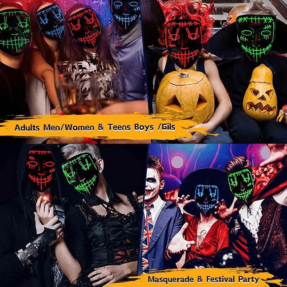 2 Pack Haunting Glow-in-the-Dark Stitched Forehead Halloween Masks