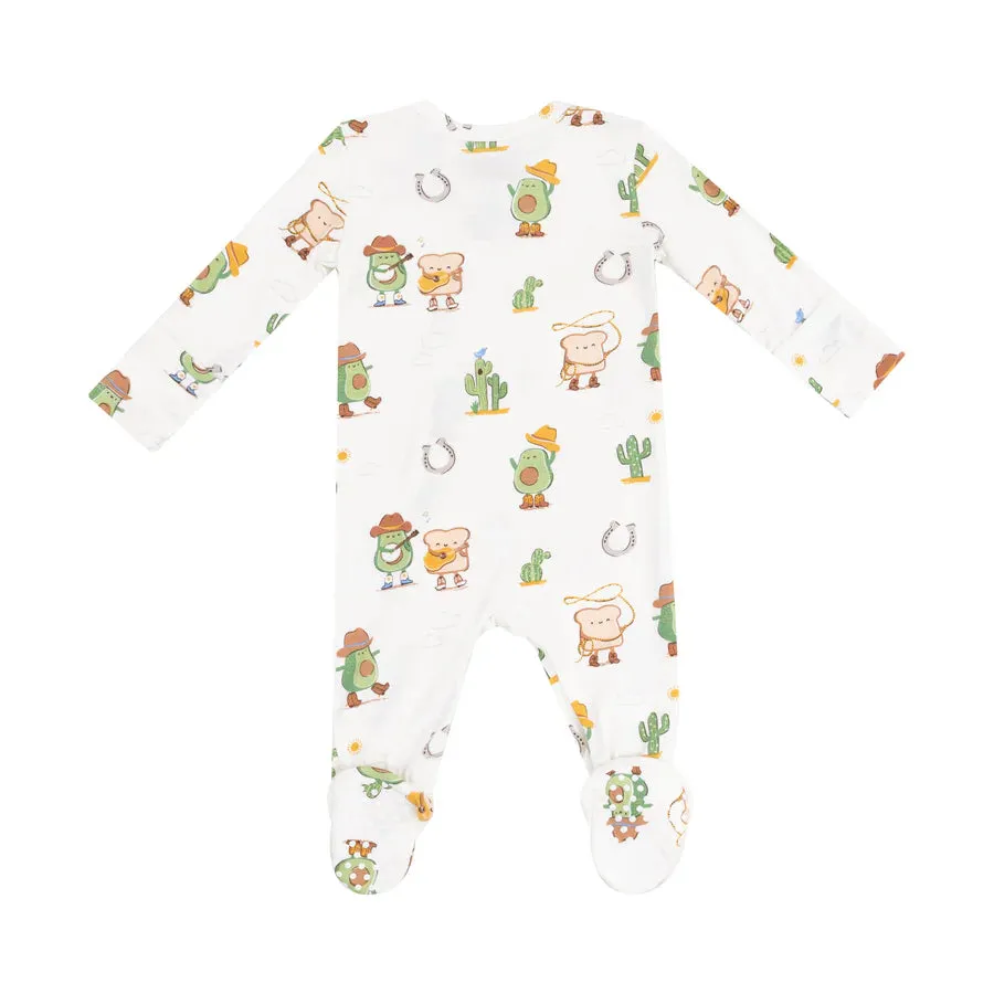 2 WAY ZIPPER FOOTIE - AVOCADO TOAST WESTERN