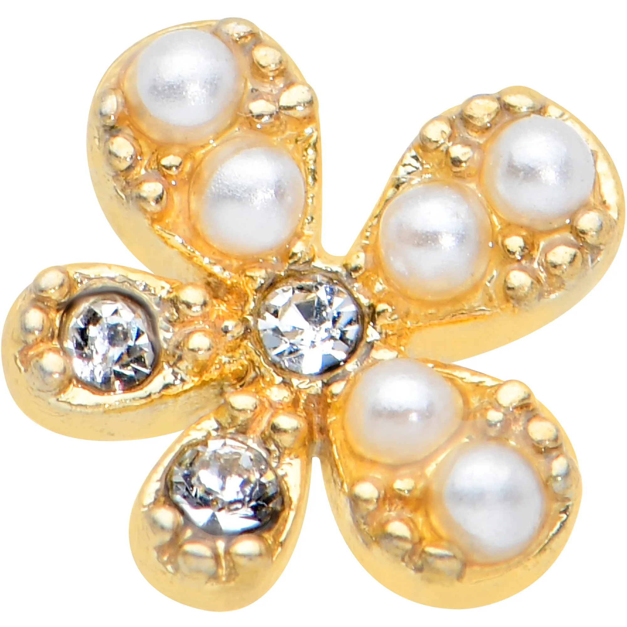 20 Gauge 1/4 Clear Gem Gold Tone Stylish Splat L Shape Nose Ring
