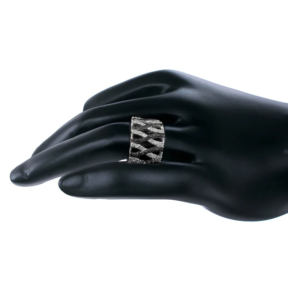 2/3 cttw Criss Cross Diamond Statement Ring in Sterling Silver