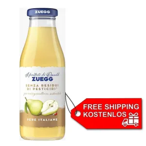 6x Zuegg Pera Pfirsichfruchtsaft ohne Pestizidrückstände, 500 ml Glasflasche
