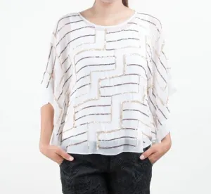 A-Maze Me Contrast Sequin Chiffon Top