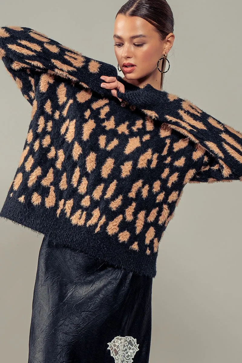 Animal Print Crewneck Sweater