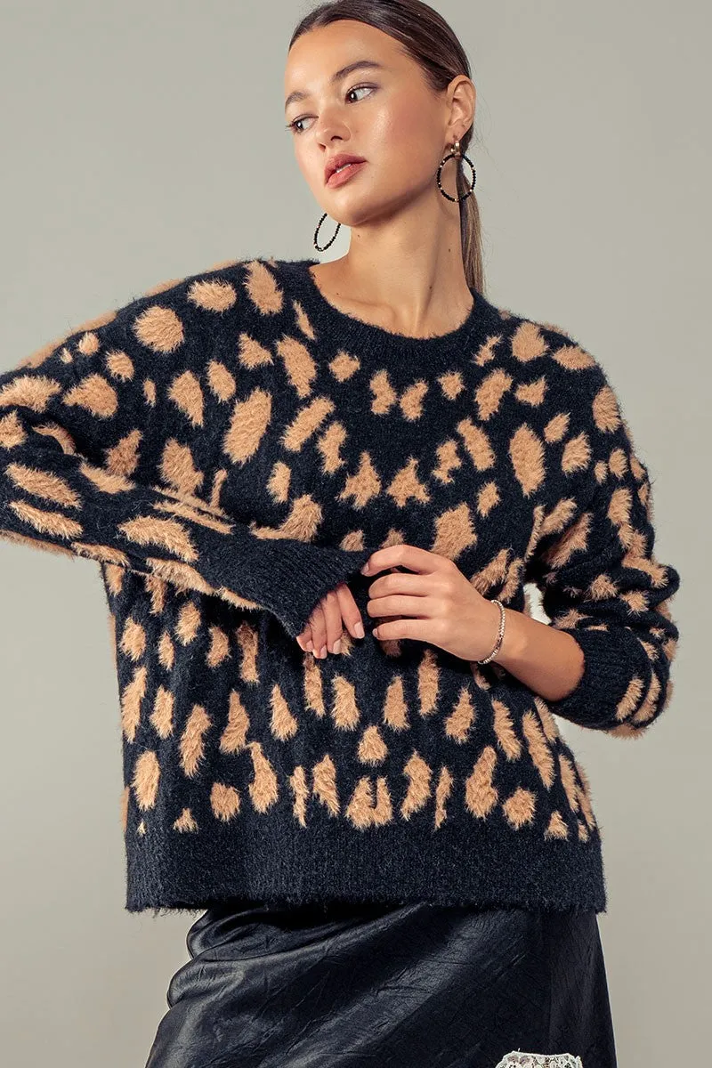 Animal Print Crewneck Sweater