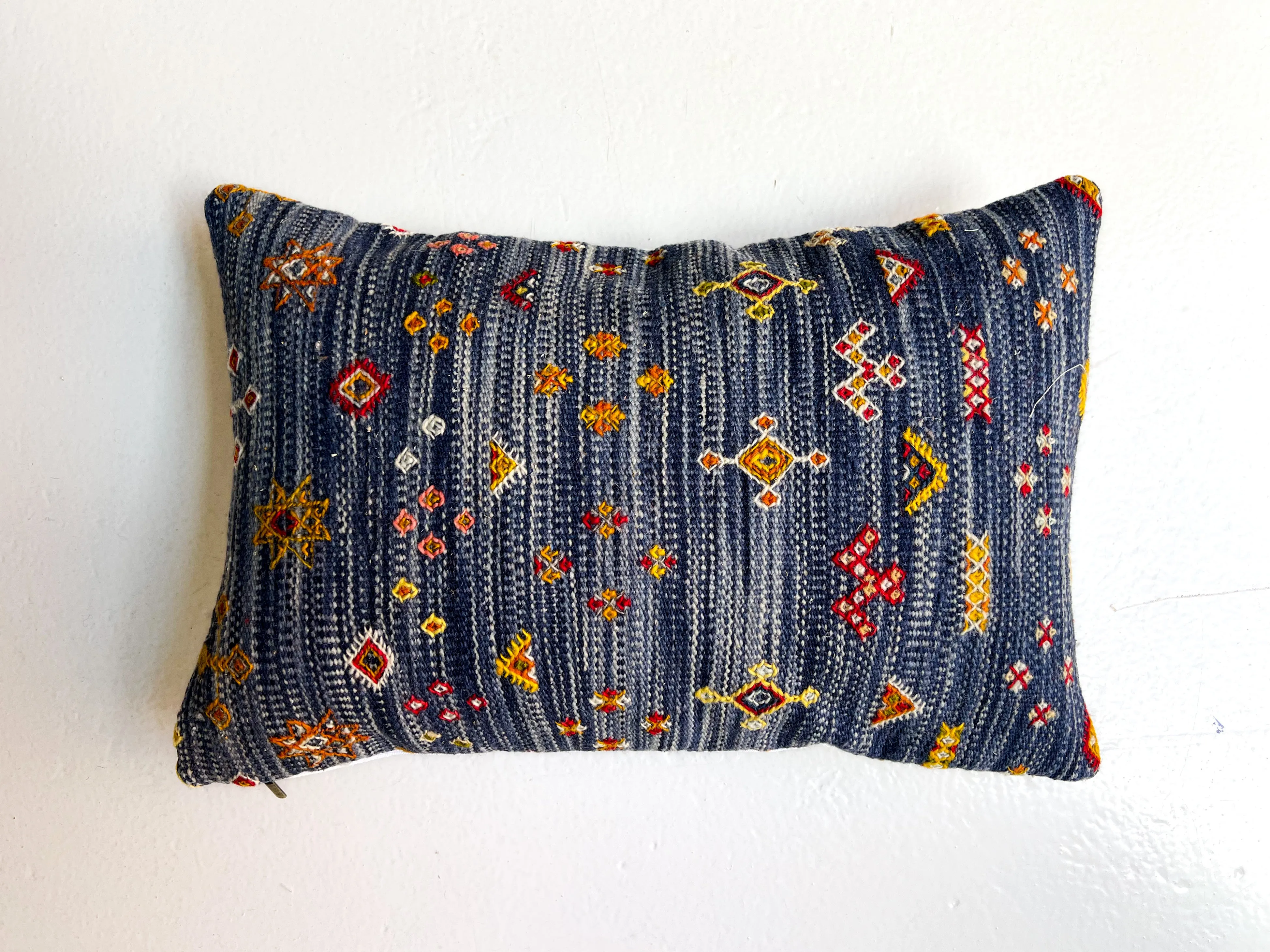 Anzal's Flatweave Lumbar Pillow - Indigo