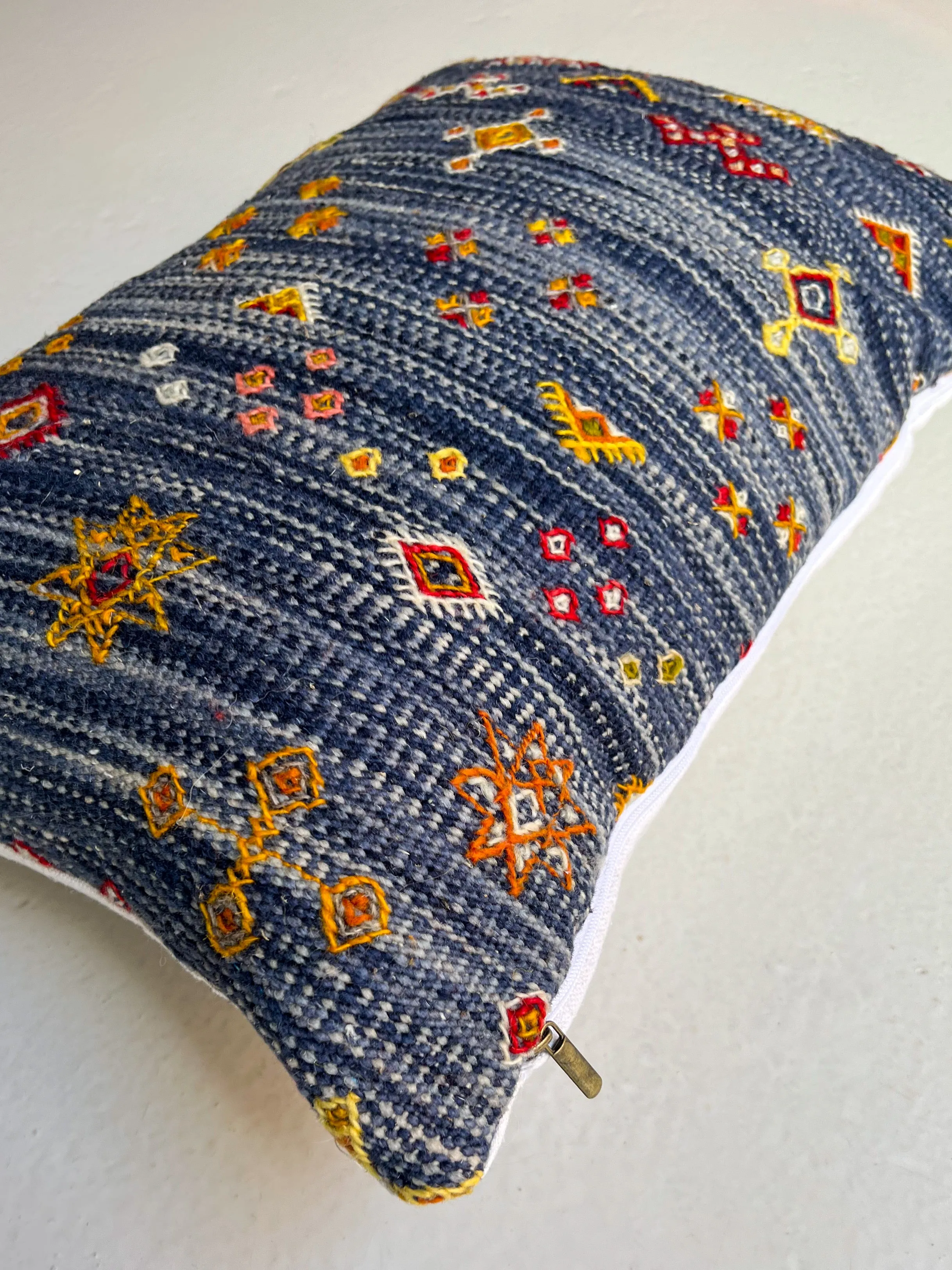 Anzal's Flatweave Lumbar Pillow - Indigo