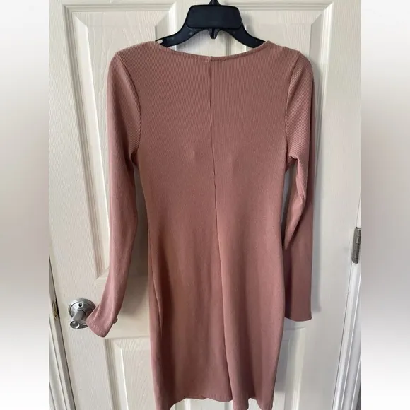 ASTR The Label Long Sleeve Ribbed Bodycon Dress In Blush Size M NWOT