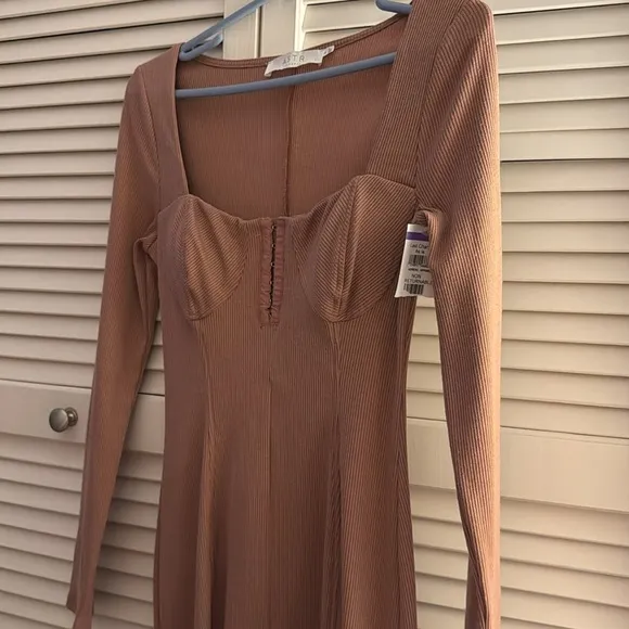ASTR The Label Long Sleeve Ribbed Bodycon Dress In Blush Size M NWOT