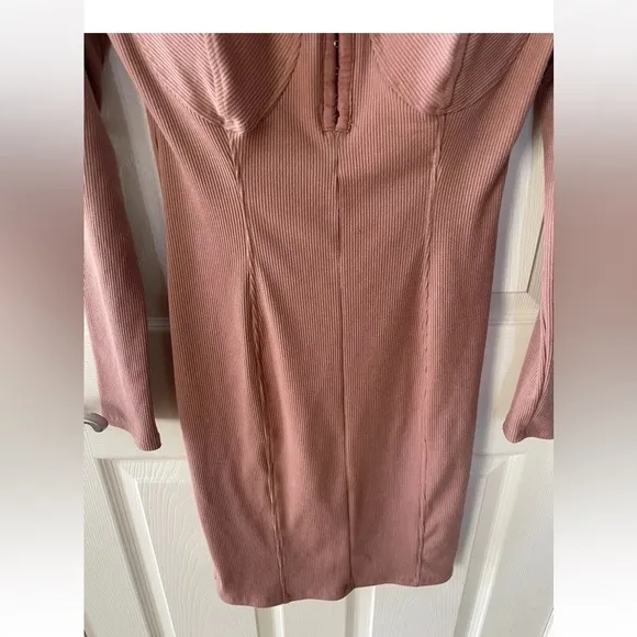ASTR The Label Long Sleeve Ribbed Bodycon Dress In Blush Size M NWOT