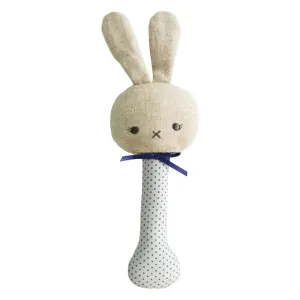 Baby Bunny Stick Rattle Navy Spot