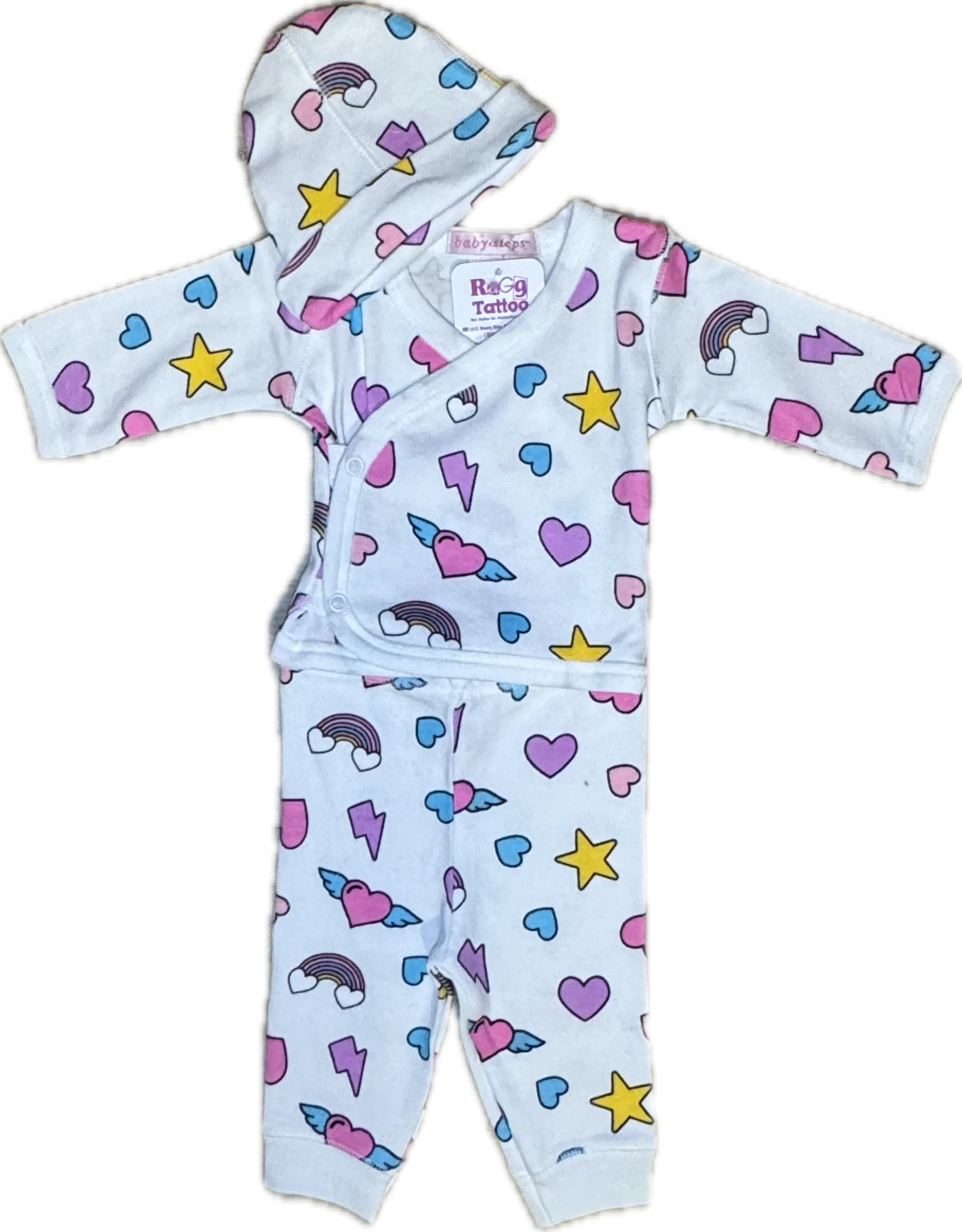 BABY STEPS- Rainbow 3PC Set, White