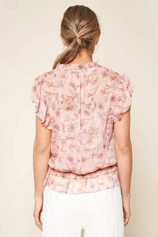 Be Tender Floral Print Ruffled Blouse