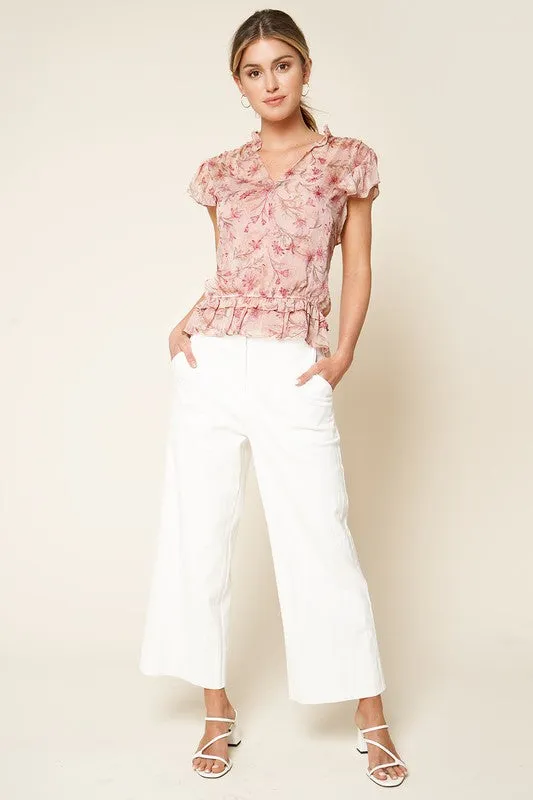 Be Tender Floral Print Ruffled Blouse