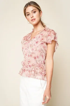 Be Tender Floral Print Ruffled Blouse