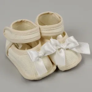 Beige Baby Girls Booties with Strap - Newborn to 6 months