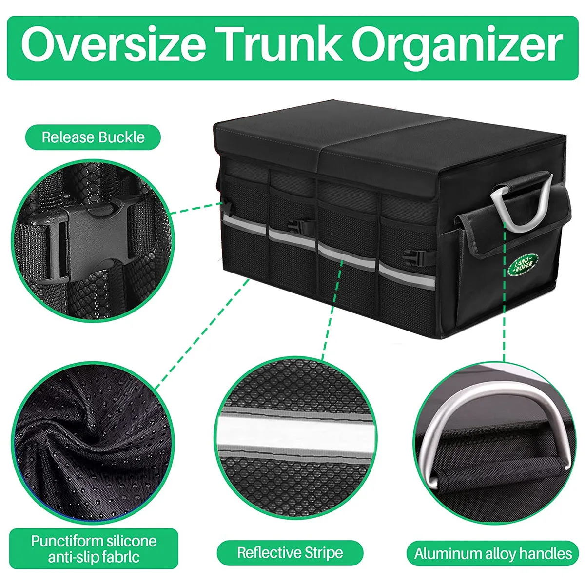 Big Trunk Organizer, Cargo Organizer SUV Trunk Storage Waterproof Collapsible Durable Multi Compartments LR12994
