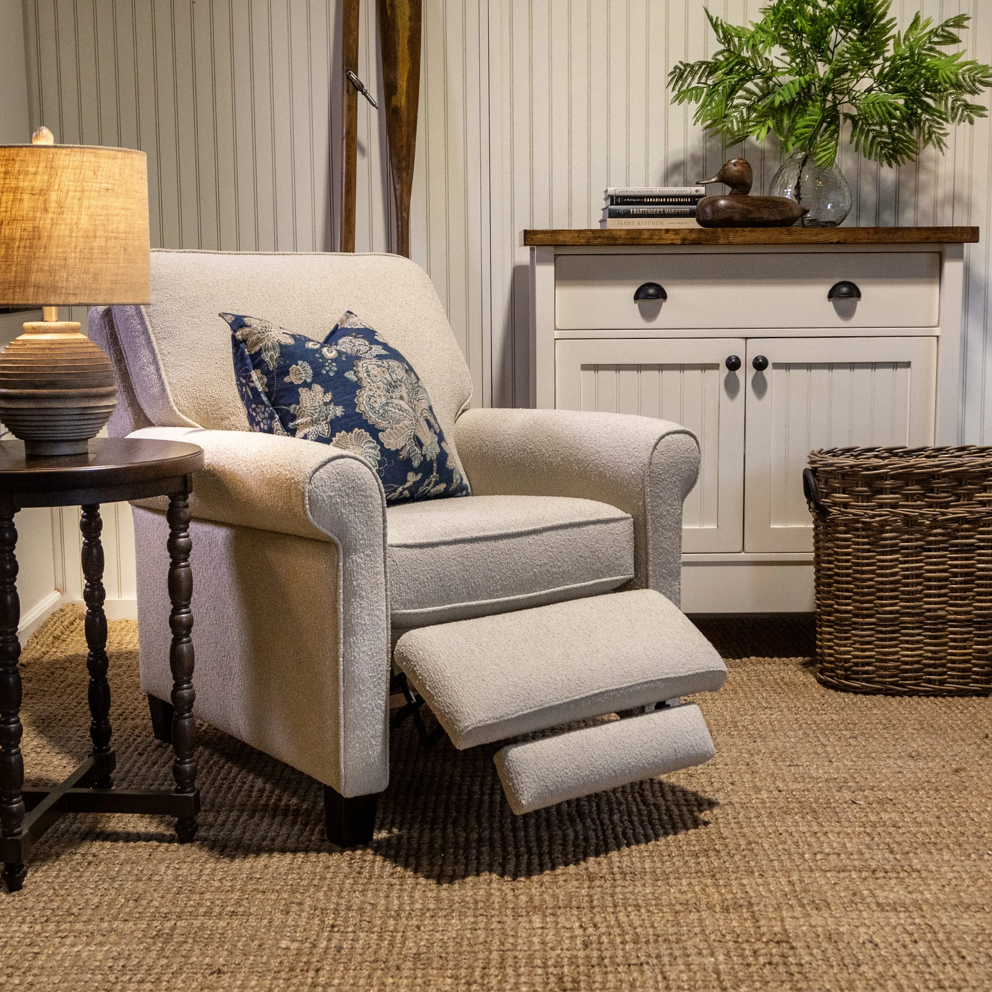 Birch Fabric Recliner - Rolled Arm