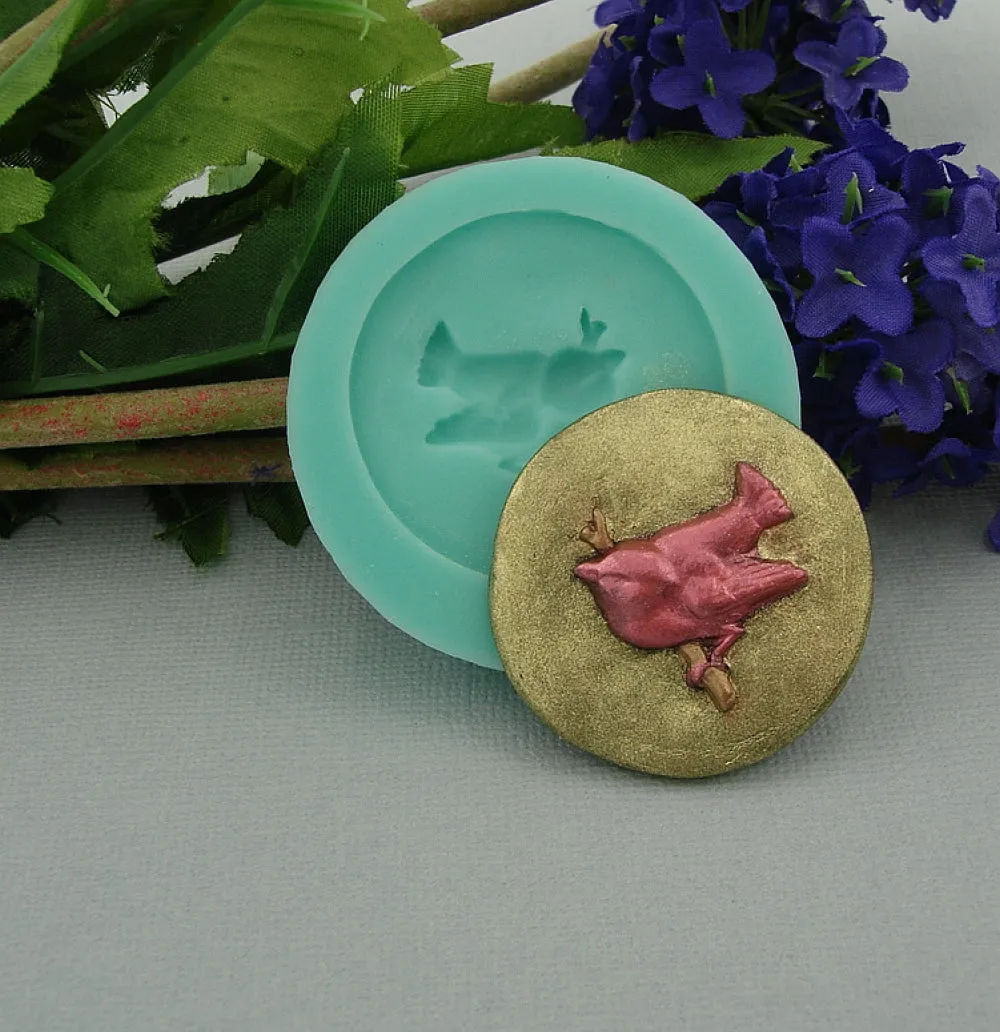 Bird on Branch Silicone Mold Flexible  for Crafts, Resin, Polymer Clay.