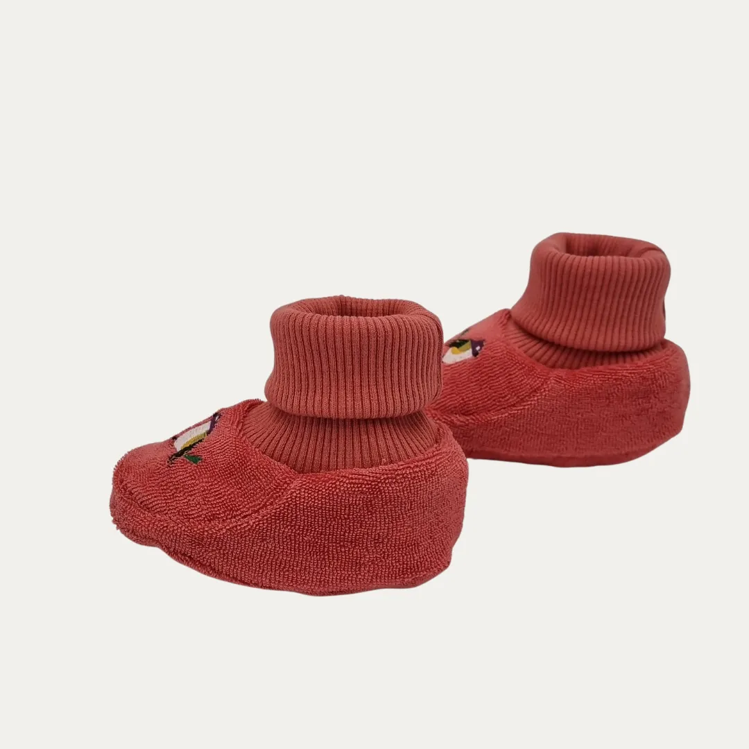 Birds Organic Booties Salmon Colour