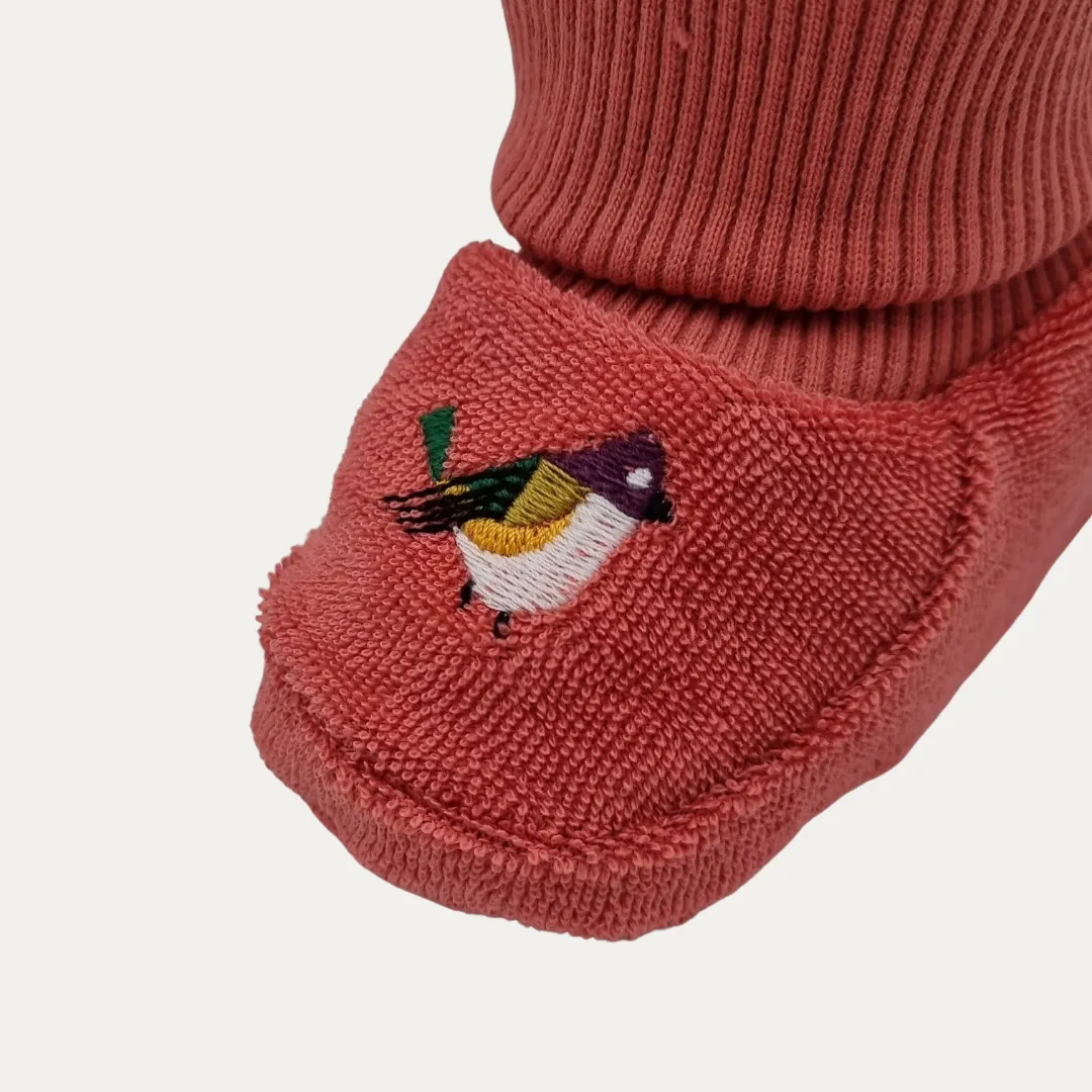 Birds Organic Booties Salmon Colour