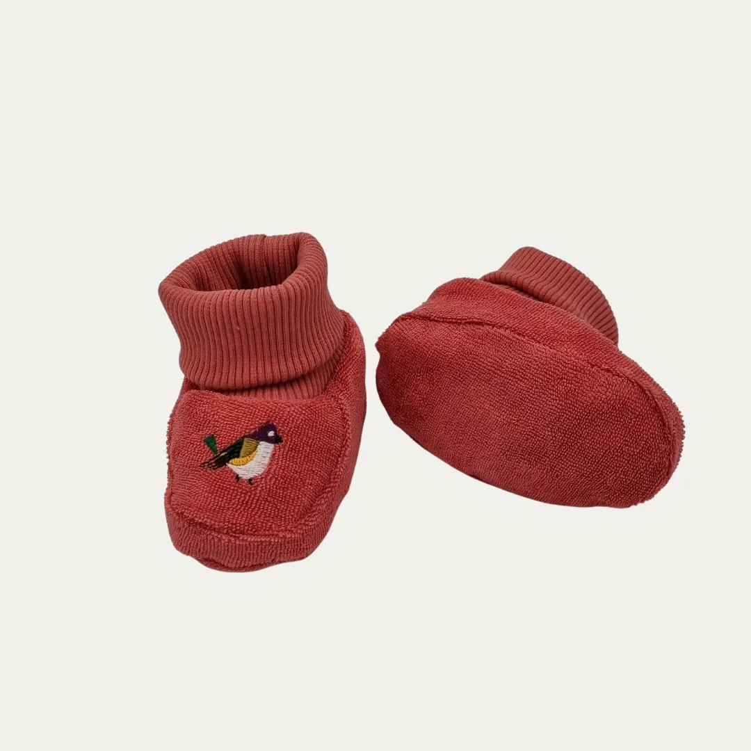 Birds Organic Booties Salmon Colour