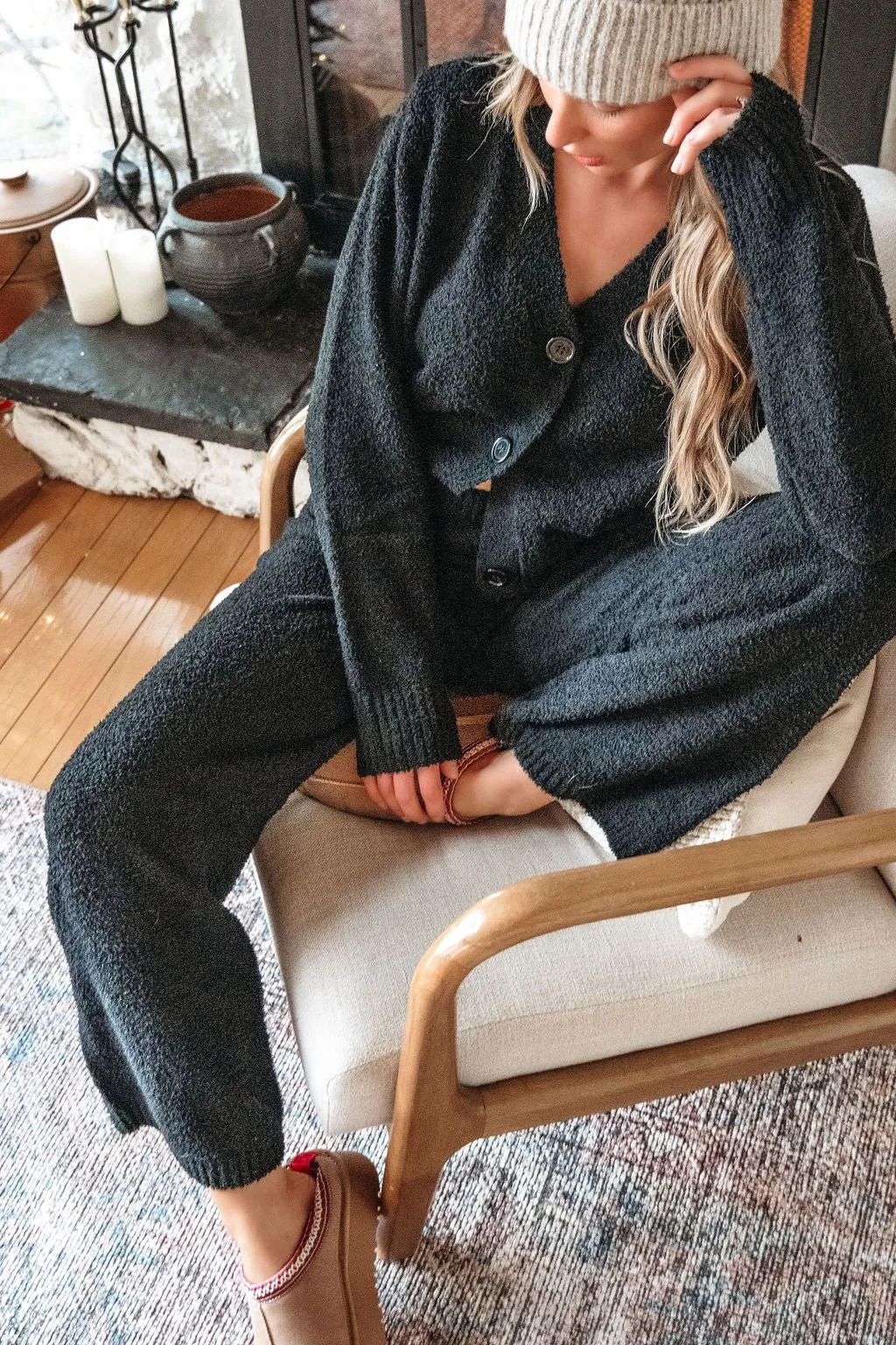 Black Sherpa Lounge Set - FINAL SALE