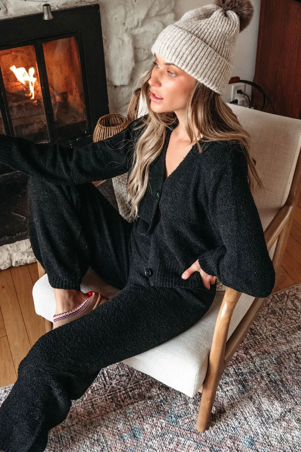Black Sherpa Lounge Set - FINAL SALE