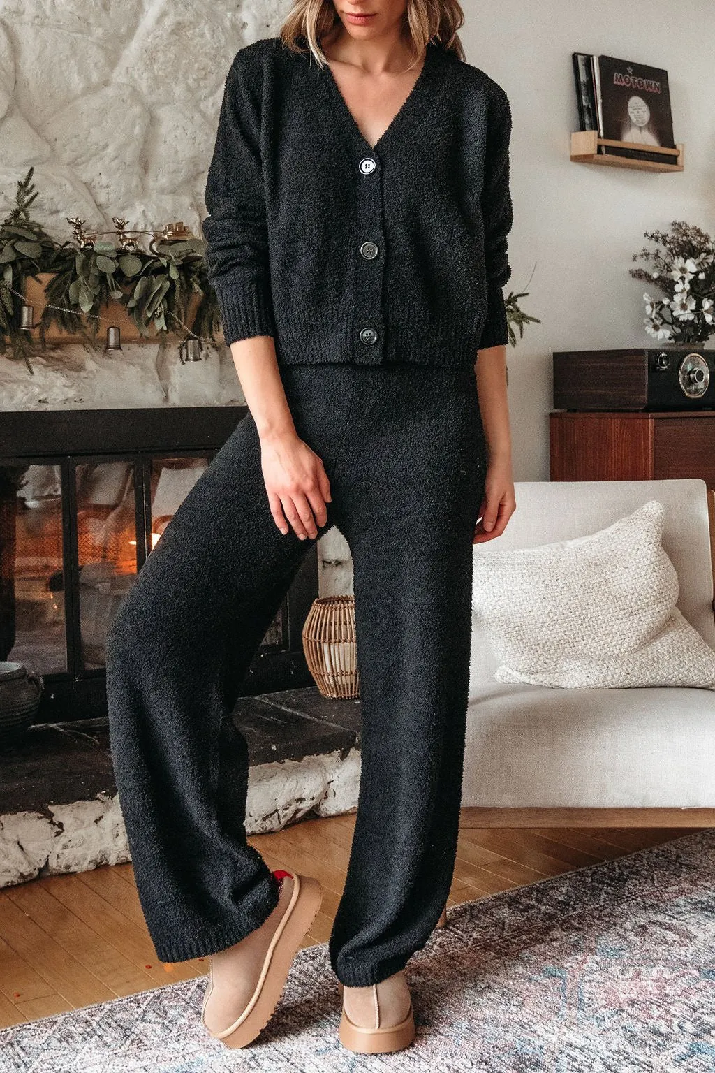 Black Sherpa Lounge Set - FINAL SALE
