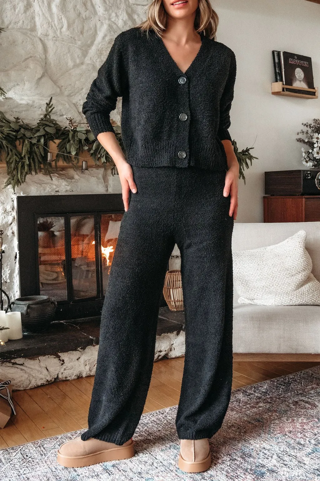 Black Sherpa Lounge Set - FINAL SALE