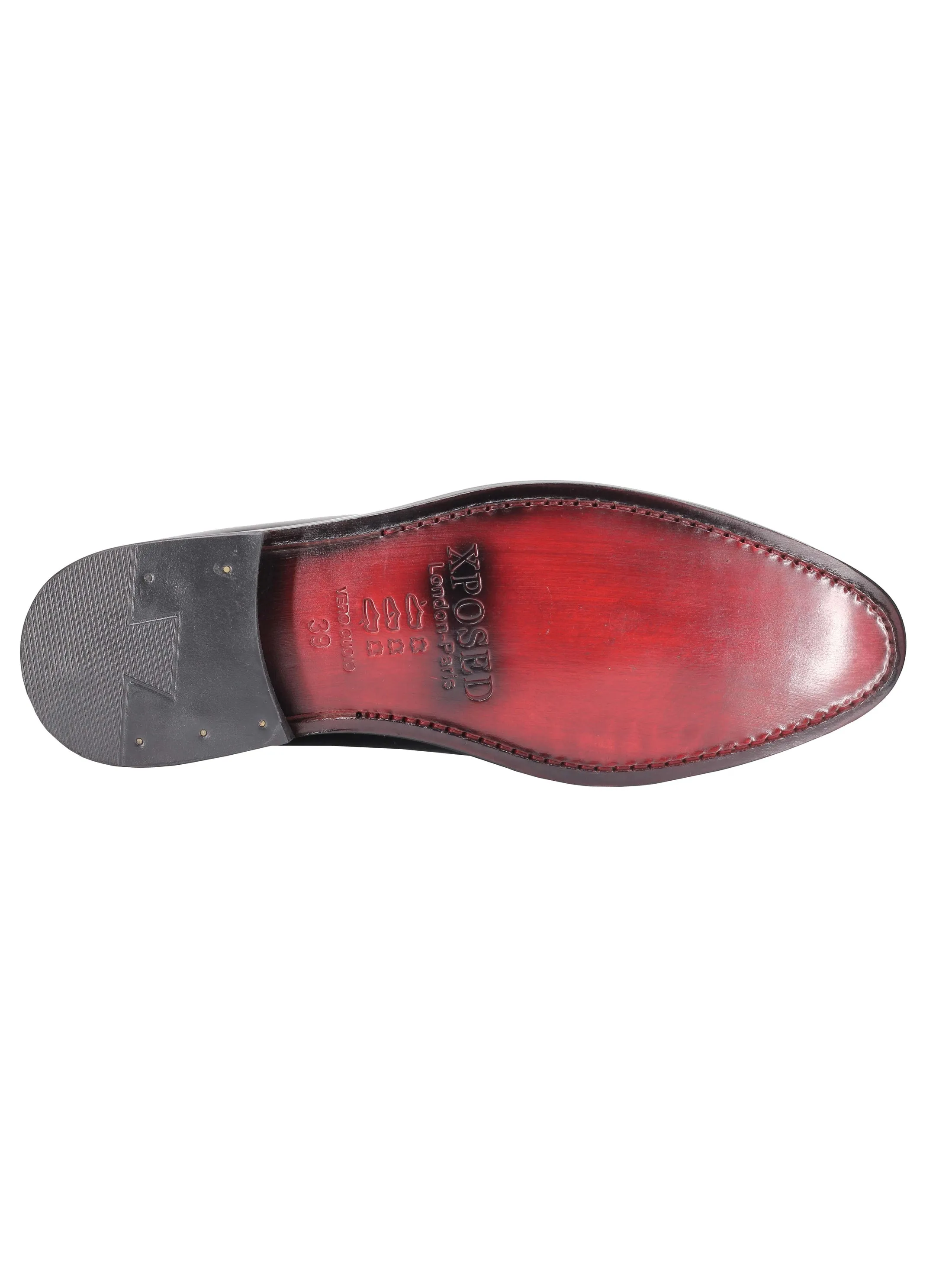 BLACK SHINY LEATHER TASSEL LOAFERS