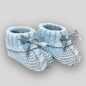 Blue Booties  with Satin Bow