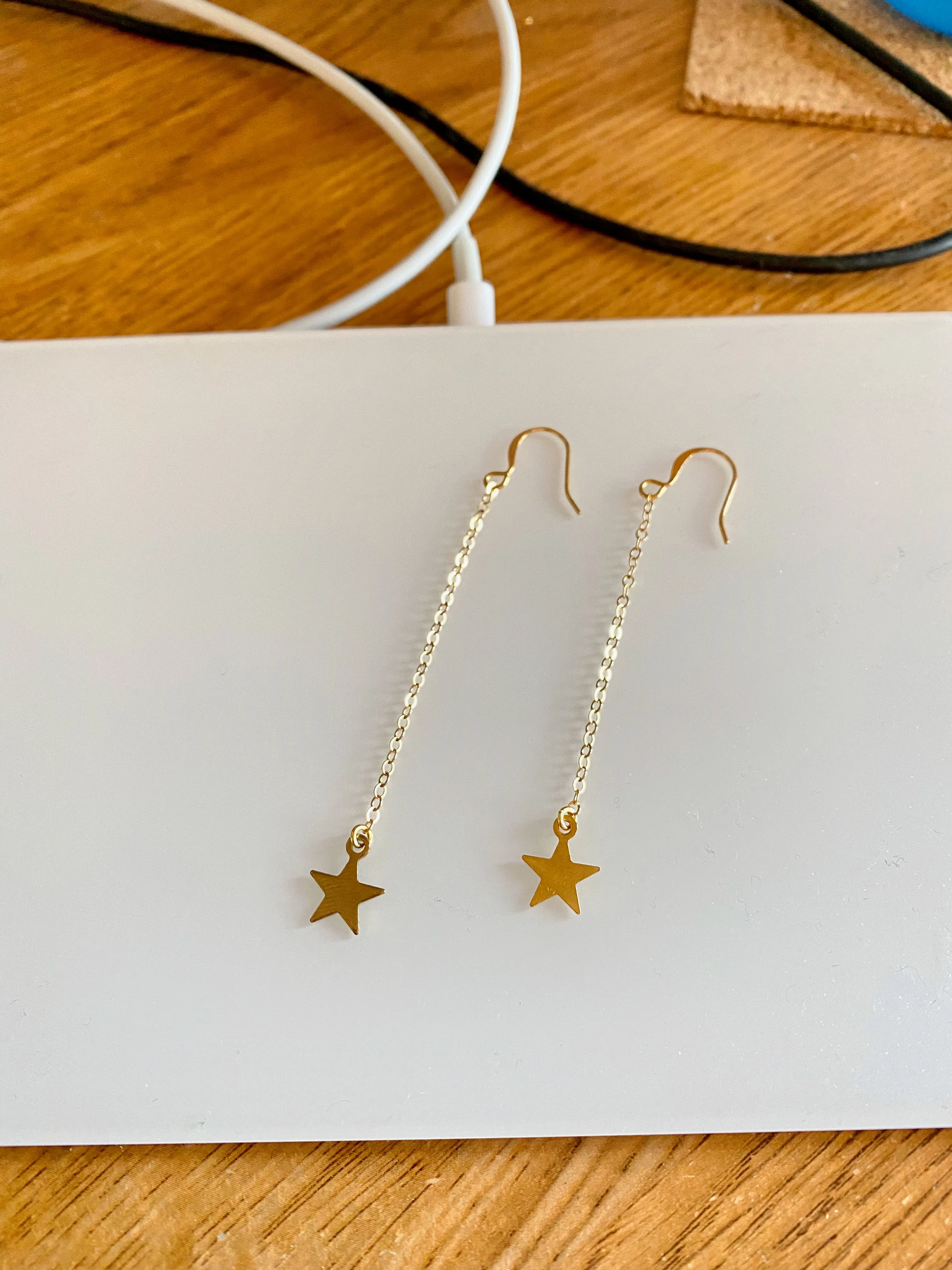 Boho Chic Gold Star Chain Earrings