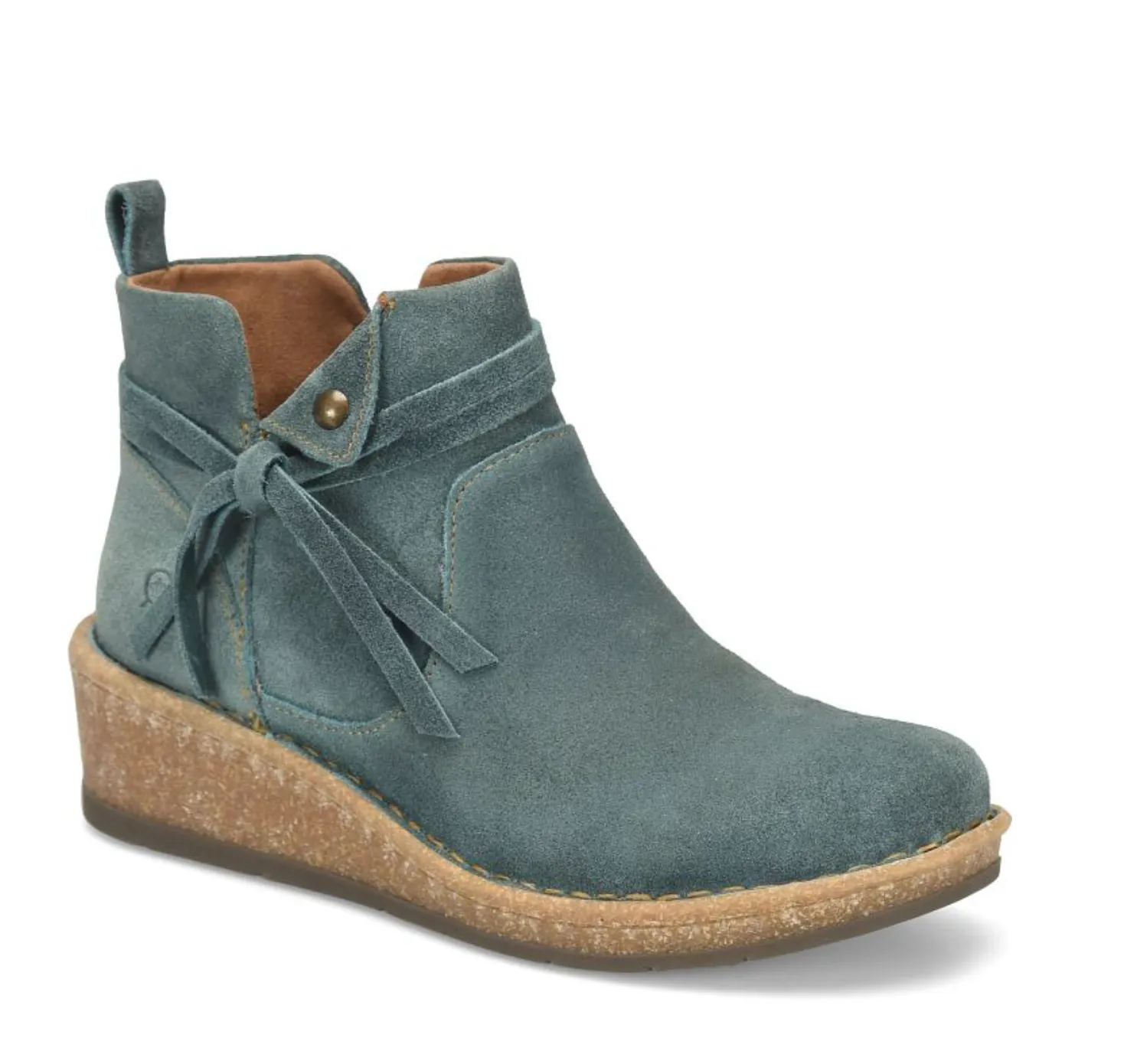 Born Women's Vaughn Teal Blue (Ottanio) Distressed Suede Leather Wedge Shoe BR0062321