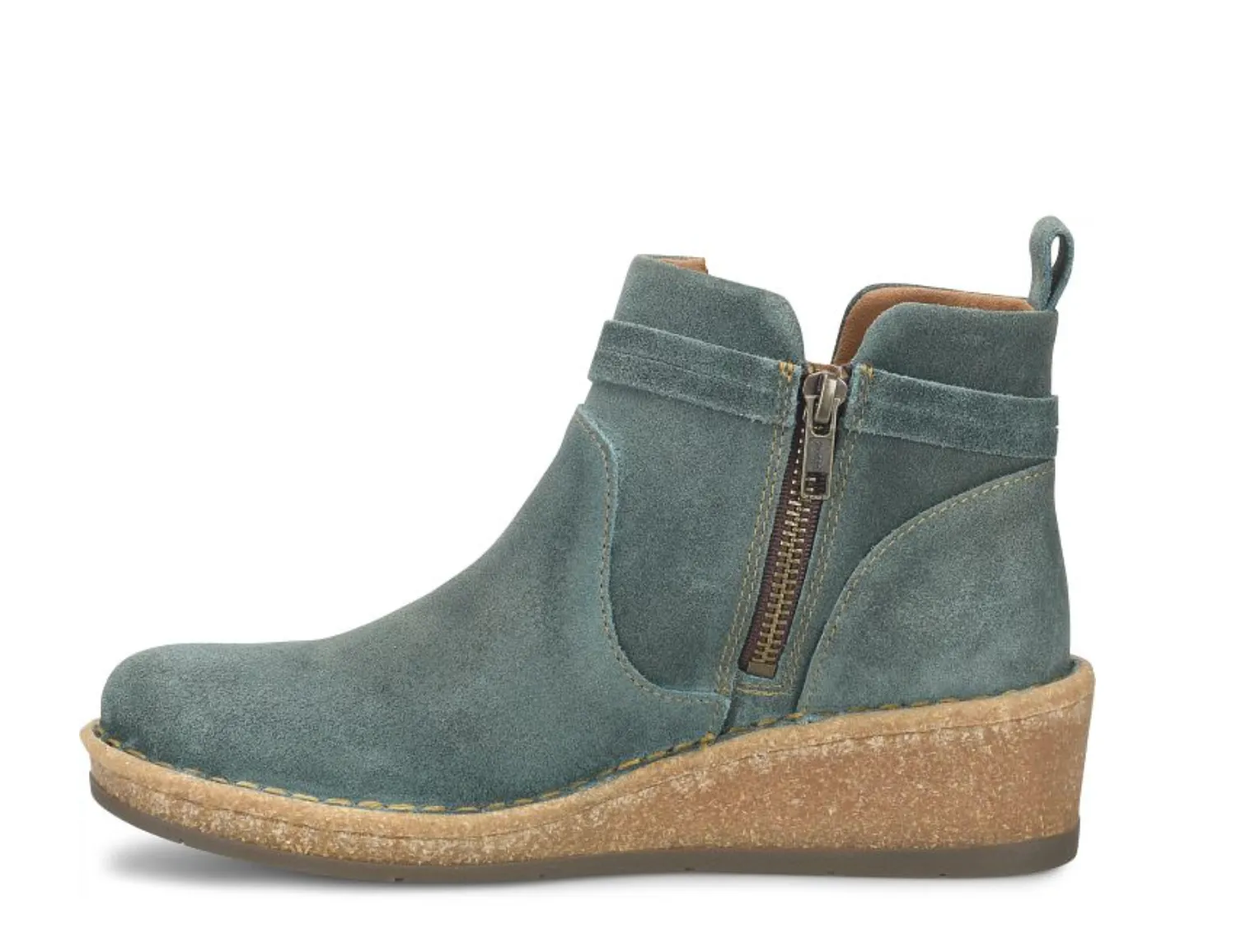 Born Women's Vaughn Teal Blue (Ottanio) Distressed Suede Leather Wedge Shoe BR0062321