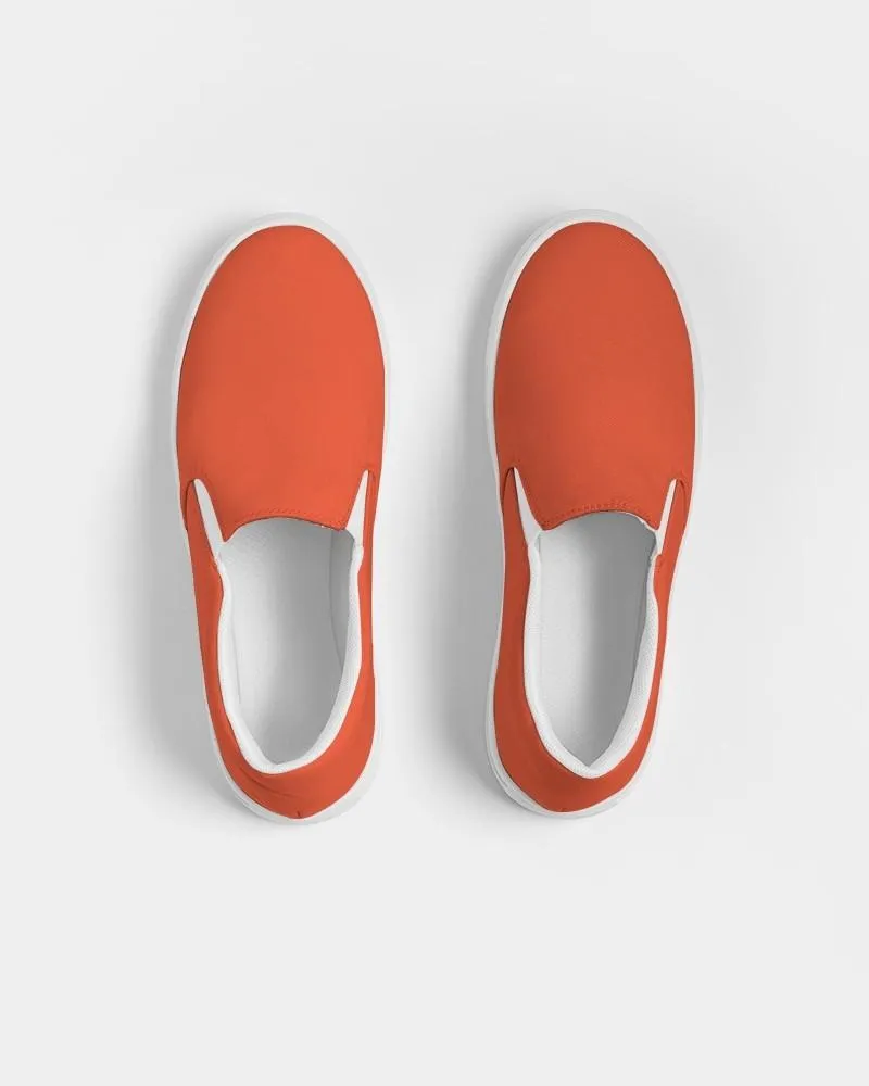Bright Red Orange Slip-On Canvas Sneakers | Women's | Bright Pure Red Orange | C0M88Y100K0