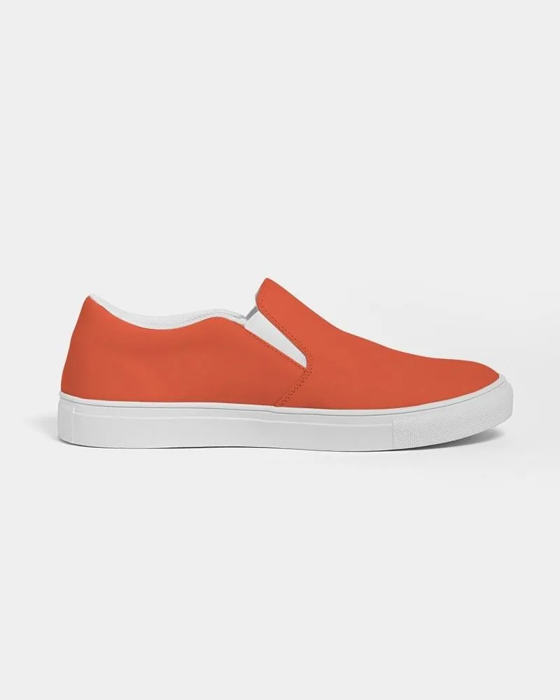 Bright Red Orange Slip-On Canvas Sneakers | Women's | Bright Pure Red Orange | C0M88Y100K0