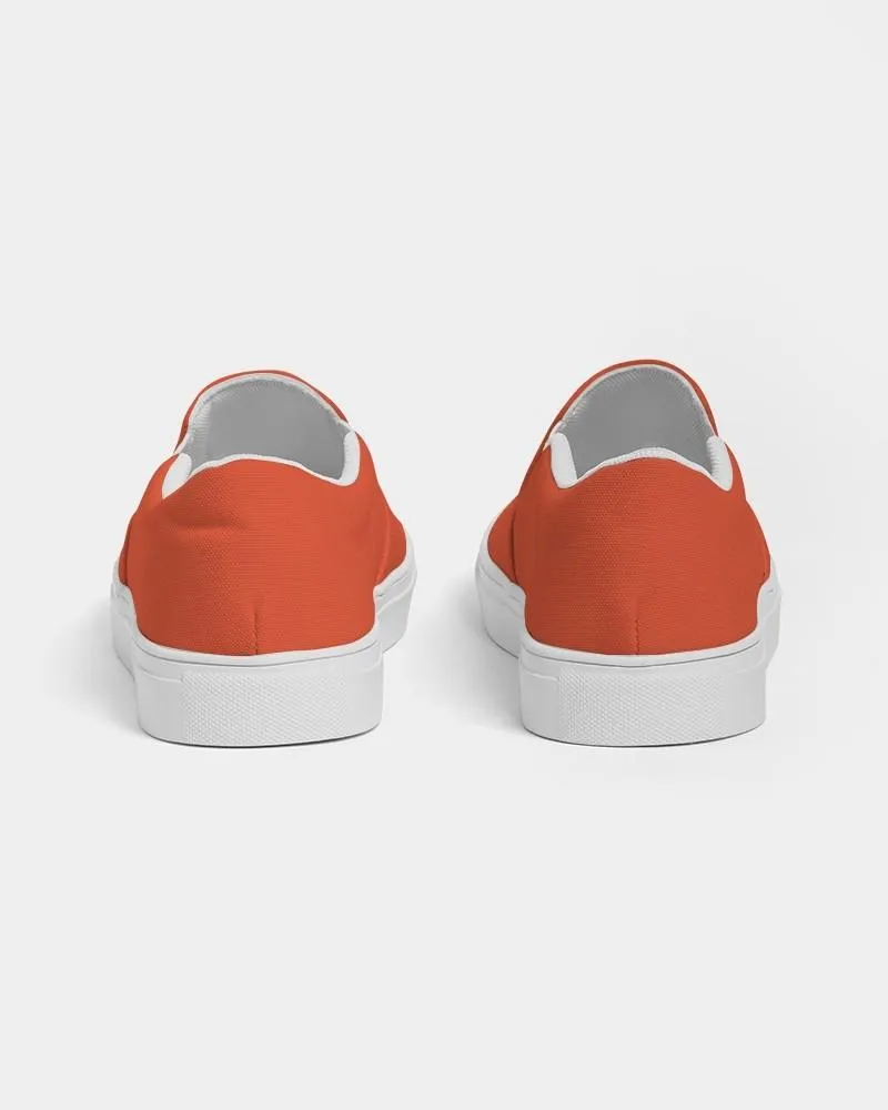 Bright Red Orange Slip-On Canvas Sneakers | Women's | Bright Pure Red Orange | C0M88Y100K0