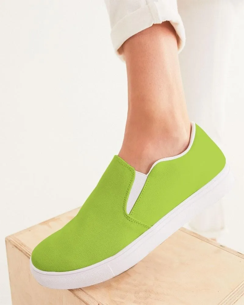Bright Warm Green Slip-On Canvas Sneakers | Women's | Bright Pure Warm Green | C38M0Y100K0