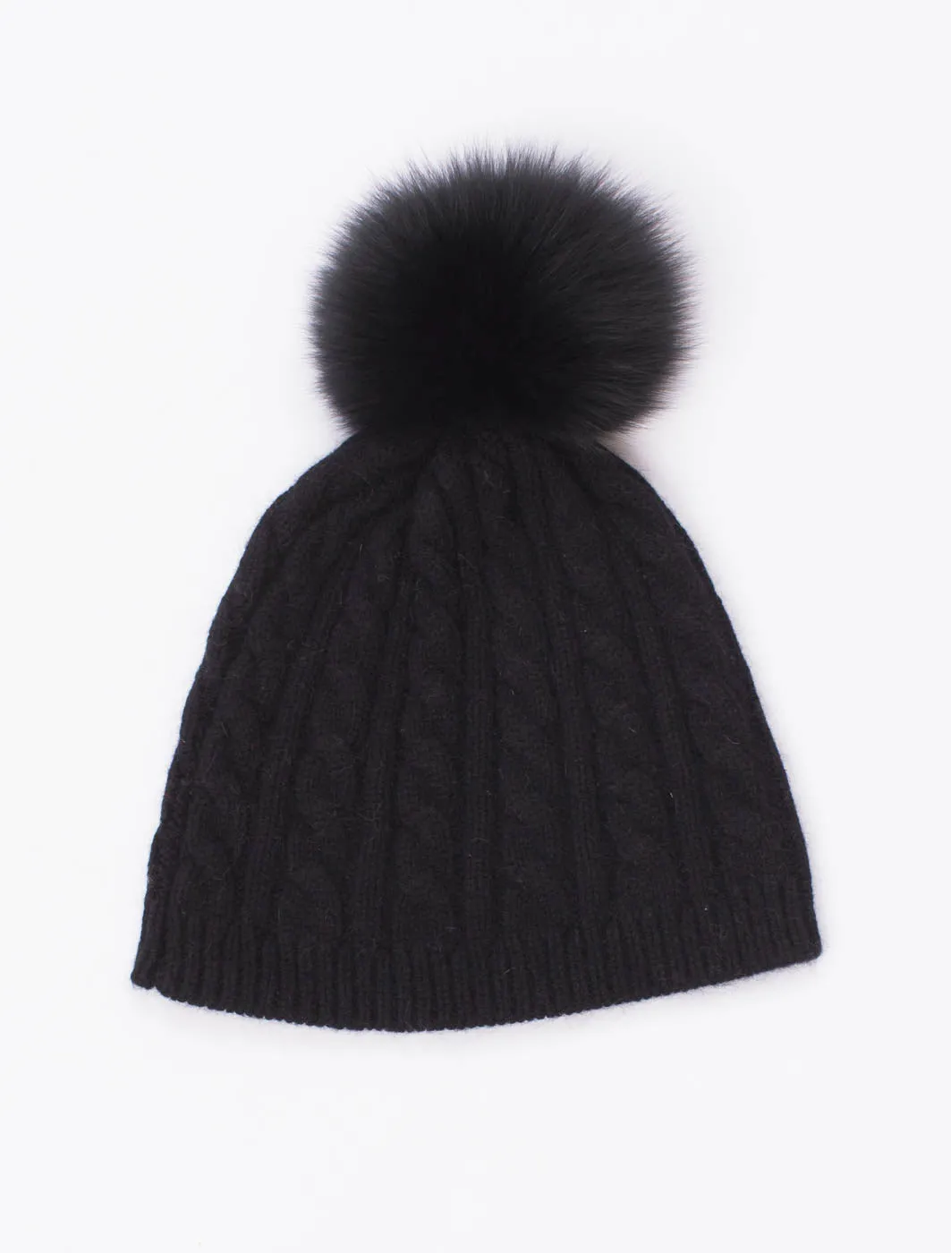 Cable Knit Beanie with Pom Pom