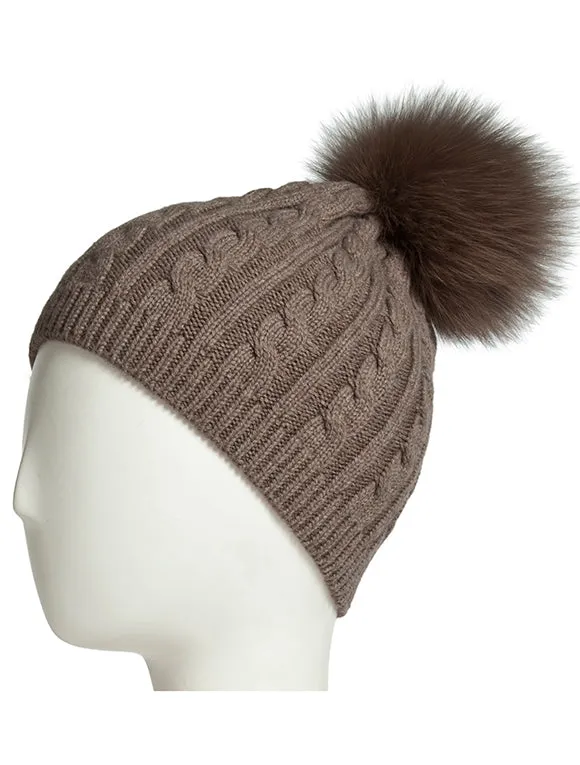 Cable Knit Beanie with Pom Pom