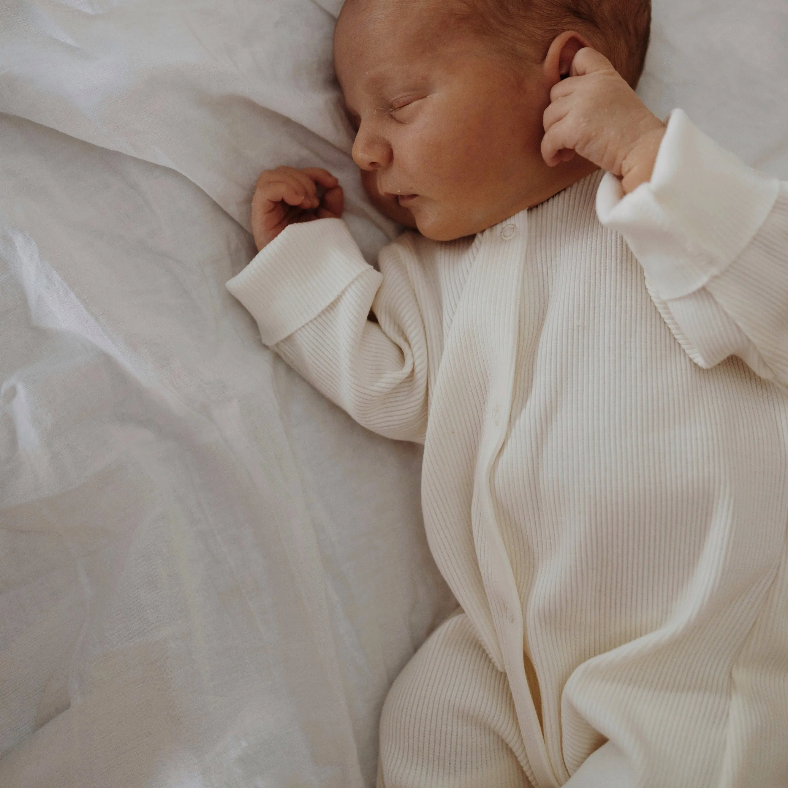 Carle Cotton Rib Footless Baby Romper (White)