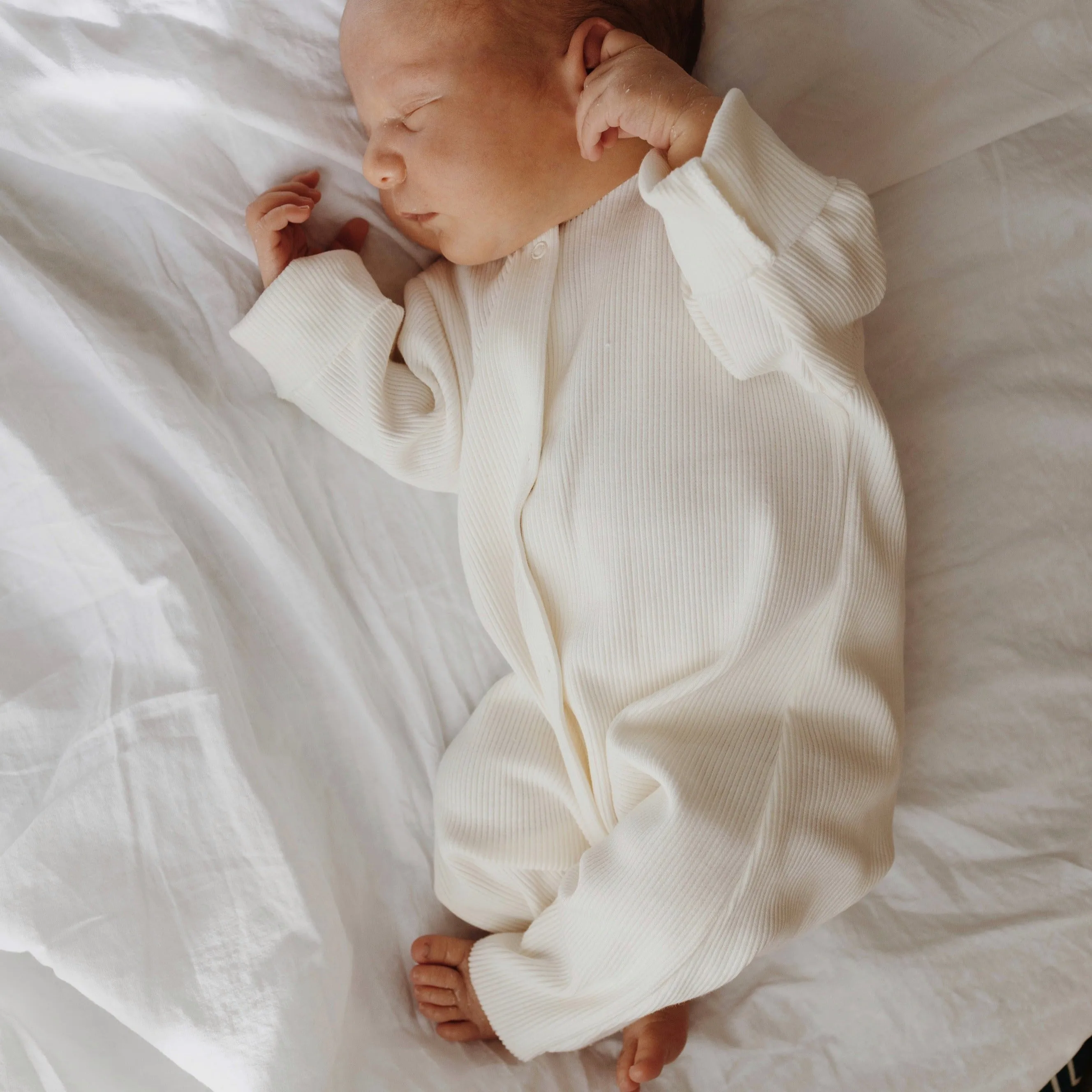 Carle Cotton Rib Footless Baby Romper (White)