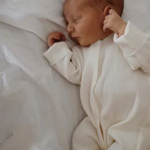 Carle Cotton Rib Footless Baby Romper (White)