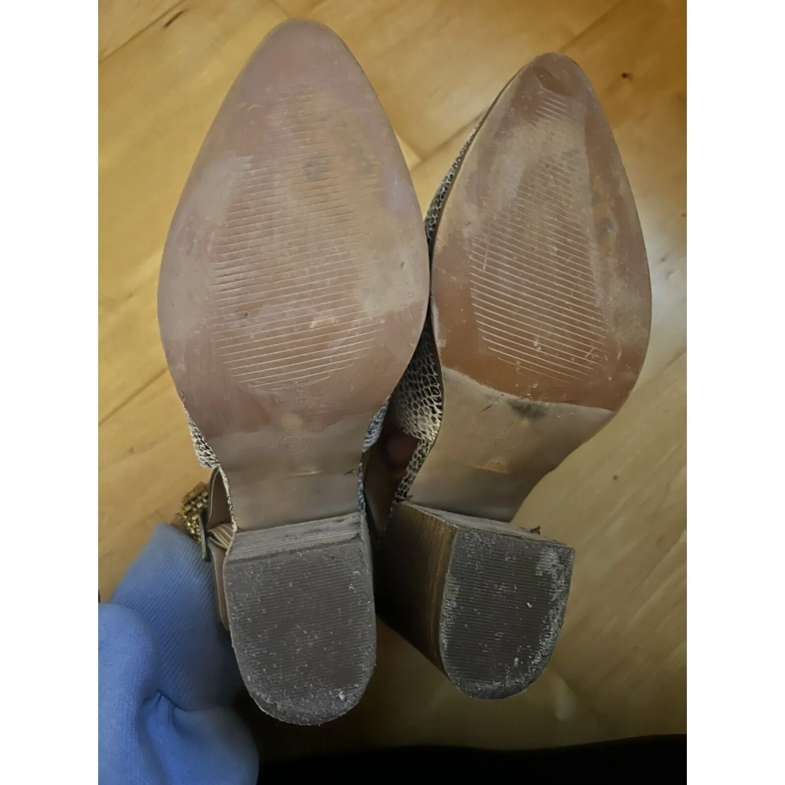 Ccocci Women's Beige Joel Snakeskin Mule Heel Western Bootie 7.5