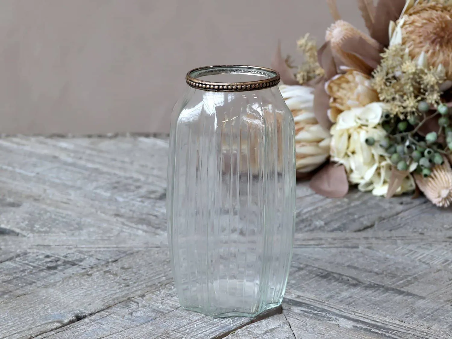 Chic Antique Vase m. perlekant høj