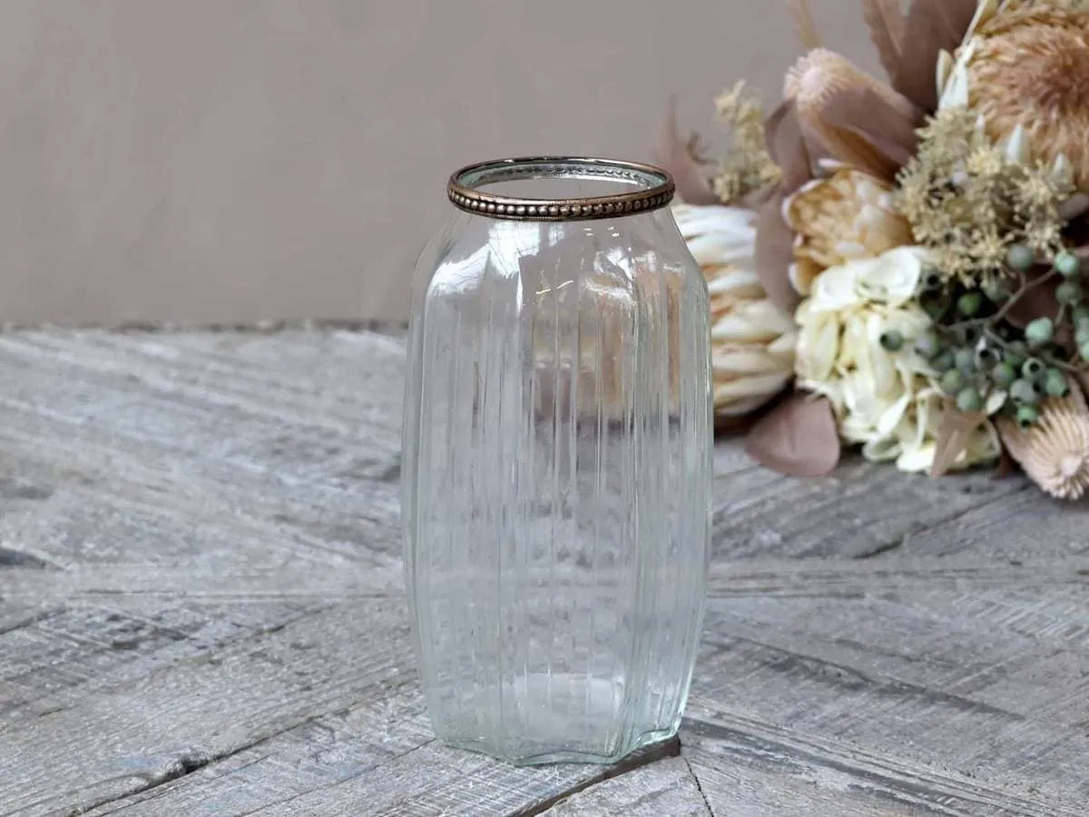Chic Antique Vase m. perlekant høj