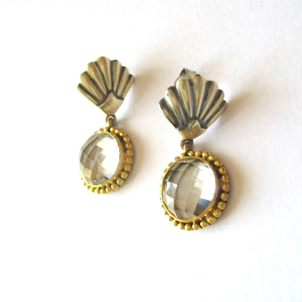 Chic, Grecian, faceted rock crystal dangle earrings